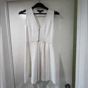 French Connection White textured zipper dress